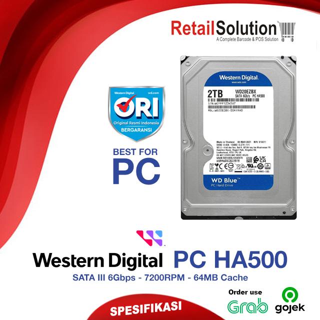 HDD HARDDISK INTERNAL WD BLUE 2TB SATA 64MB Cache di Retail  Solution_new Tokopedia