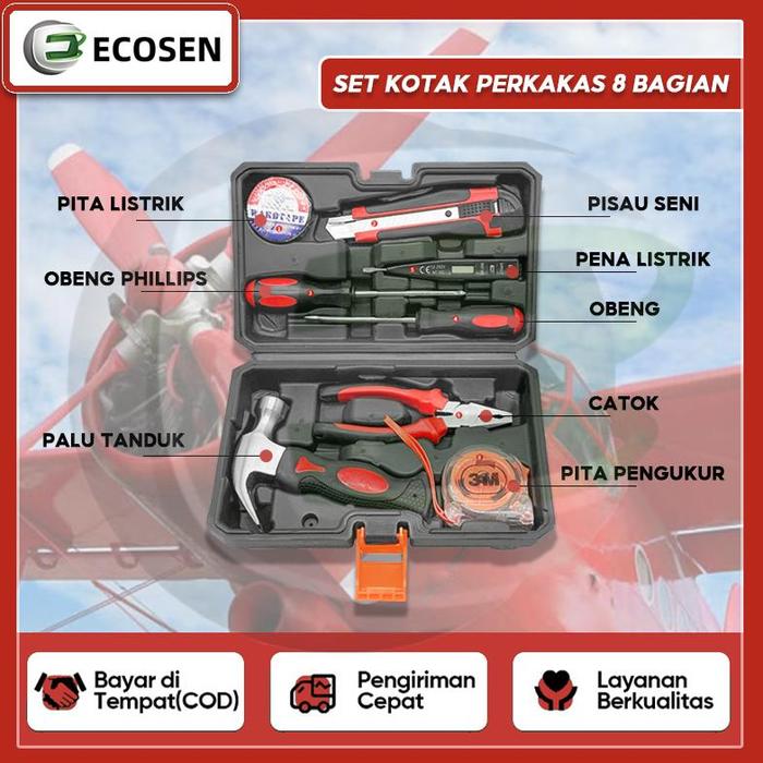 Gambar TX ECOSEN 9 Pcs Hand Tool Kit Peralatan Set Termasuk Tang Obeng - 9 IN 1 dari Perkakas Rejeki undefined Tokopedia