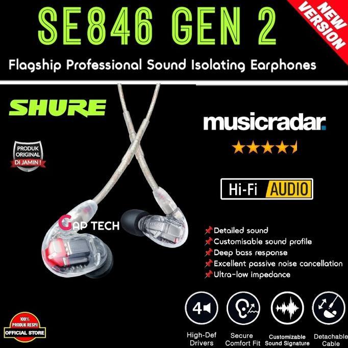 Gambar SHURE SE846 / SE 846 Gen 2 Gen2 Flagship Sound Isolation Earphones iem - GEN2 - CLEAR dari HW Produktion undefined Tokopedia