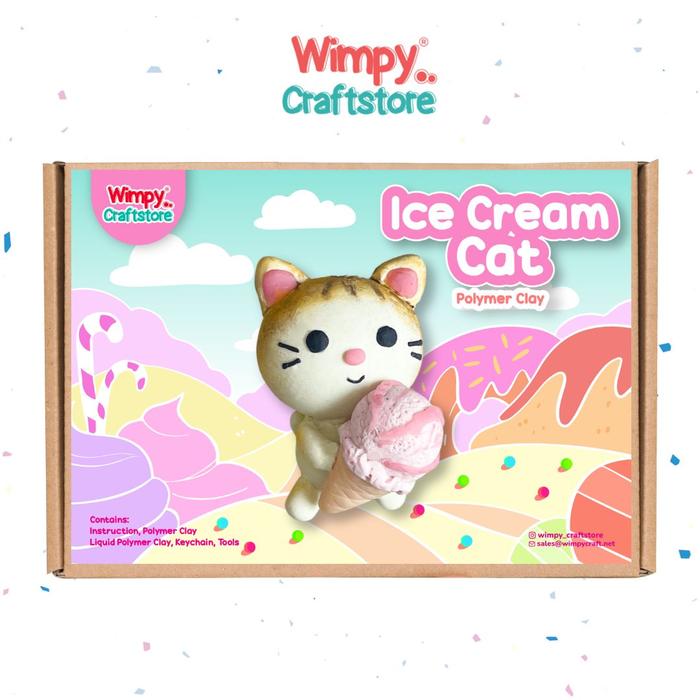 Gambar Wimpy DIY Animal Polymer Clay Craft KIT Gantungan Kunci Polymer Clay - Ice Cream Cat dari Wimpy Craftstore undefined Tokopedia
