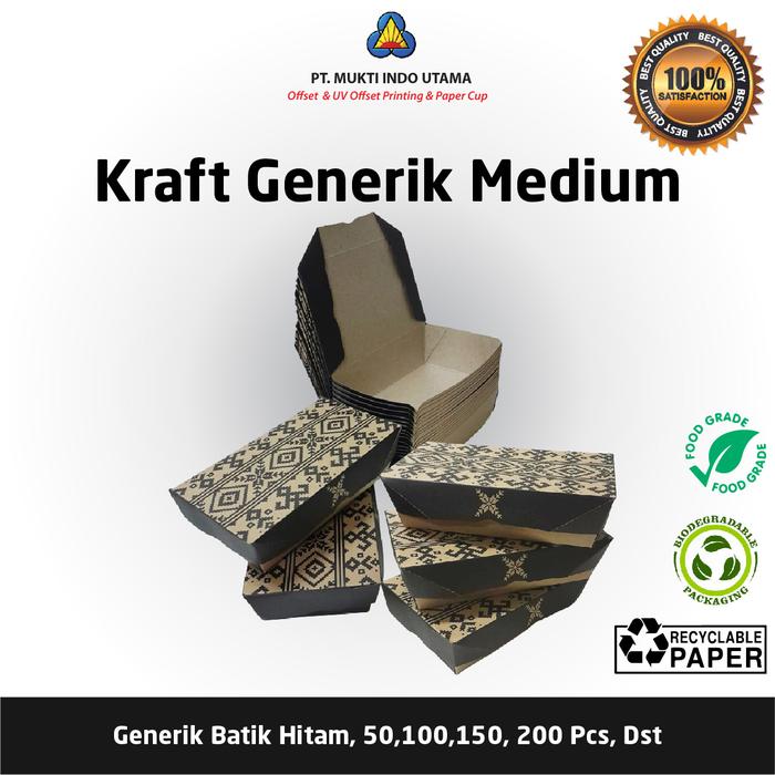 Gambar Lunch BOX / LUNCHBOX / Kotak makan bahan kertas GENERIK FOOD GRADE (M) - BATIK MERAH dari Mukti Paper Cup undefined 4 Tokopedia
