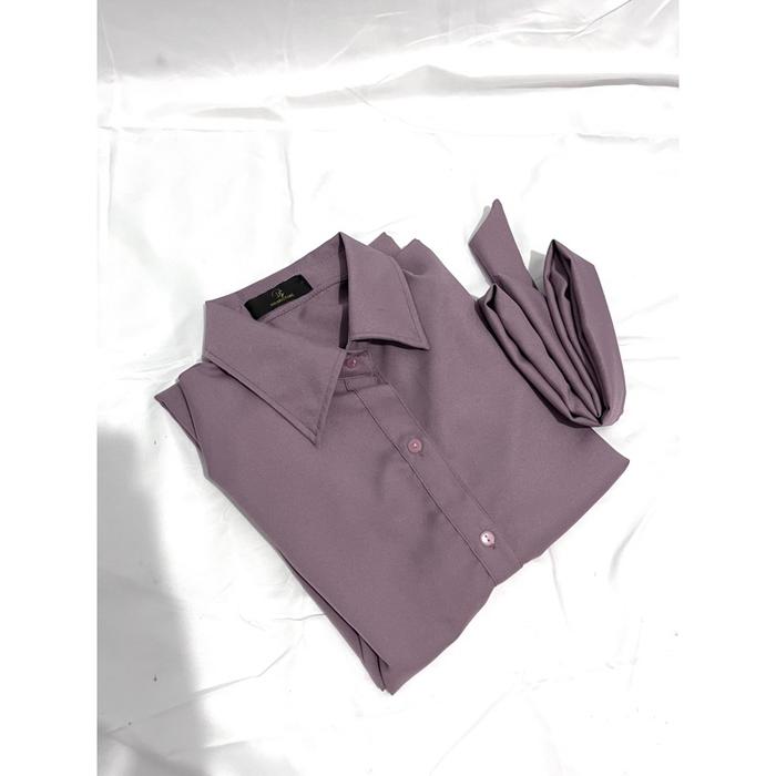 Gambar Delaris - Atasan Kemeja Belt Premium Fashion Blouse Muslim Wanita - Soft Taupe dari CV BINTANG PERKASAA undefined Tokopedia