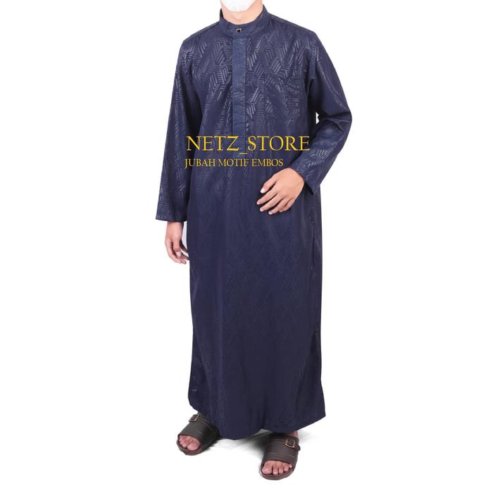 Gambar PROMO JUBAH GAMIS PRIA JUMBO ORI/ JUBAH Koko sholat big size - Navy, JUBAH Embos, M dari Netz Store undefined Tokopedia