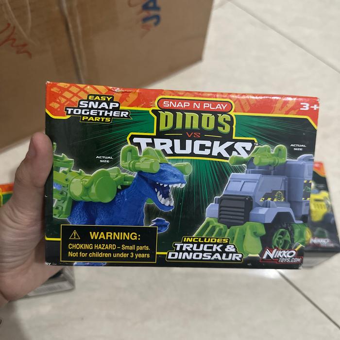 Gambar snap n Play Dinos VS Truck mainan Edukasi dinosaurus truck - Trex biru dari KSM bersaudara undefined Tokopedia