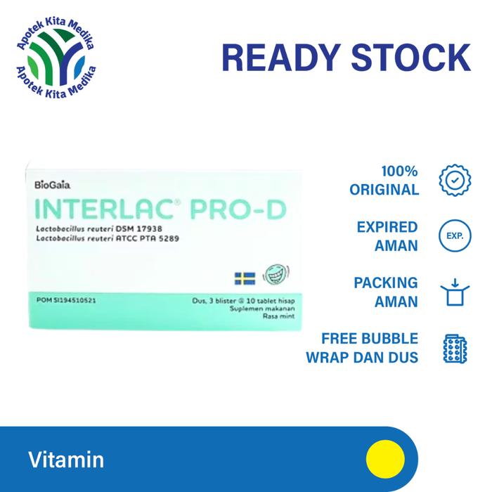 Gambar Interlac Pro D Pro-D Lozenges Box 30 Tablet Hisap / Suplemen Probiotik dari APOTEK KITA MEDIKA undefined Tokopedia