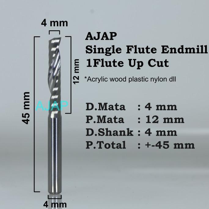 Gambar Mata router SINGLE FLUTE 1F 4mm router bits akrilik kayu acrylic wood - 4 * 12 dari Toko murah banjar undefined Tokopedia