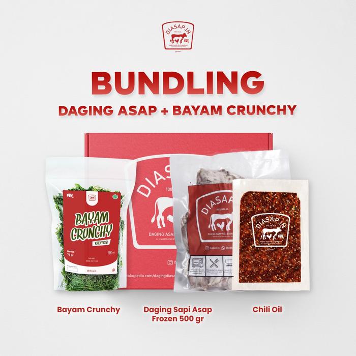 Gambar SEI SAPI /Daging Sapi Asap + Bayam Crunchy + 1 Sambal DIASAPIN - Chili Oil dari DIASAPIN undefined Tokopedia