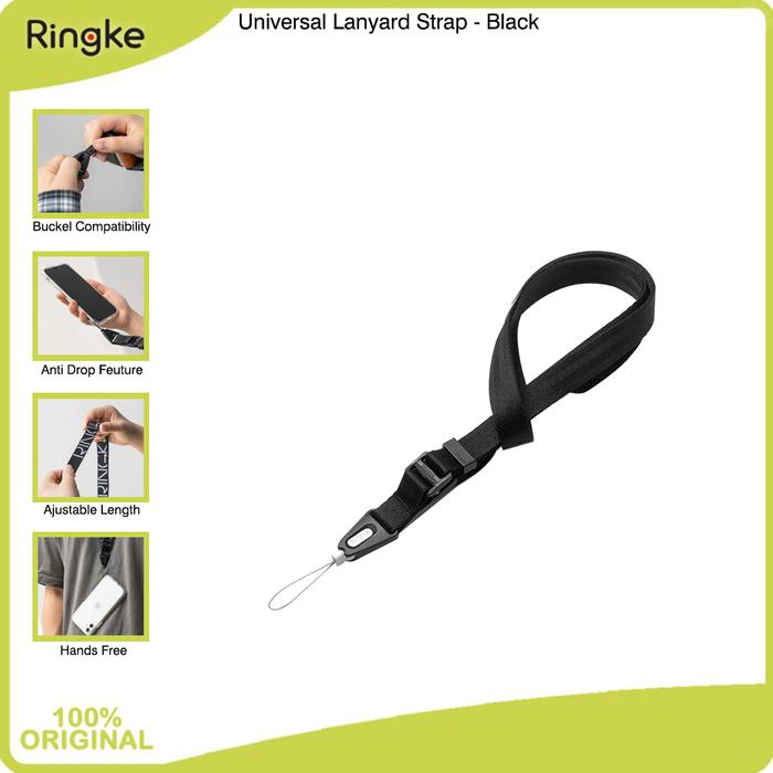 Gambar Ringke Compatible For Letering Shoulder Neck Strap Tali Handphone Camera Name Card Lanyard - Black-Polos dari muvit-OfficialStore undefined Tokopedia