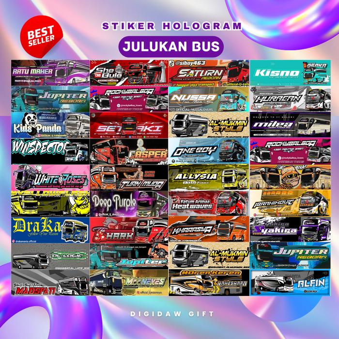 Gambar [PROMO] 18 PCS STIKER BUS TELOLET PANJANG HOLOGRAM STIKER JULUKAN BUS - CAMPUR dari DIGIDAW GIFT undefined Tokopedia
