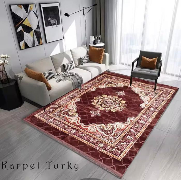 Gambar Karpet Hambal Motif Turki Tebal Busa Serat Uk Jumbo 200x300 Anti Slip - Cokelat, bercorak dari BOSMUD_NEW undefined Tokopedia