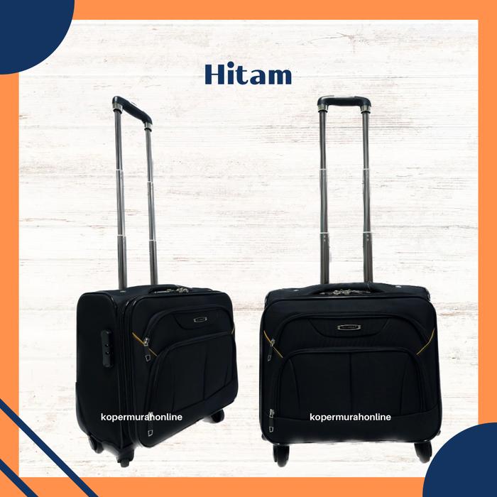 Gambar Koper Pramugari Kain Polo Garden 14 inch hitam Cabin Size Slop Laptop - Hitam dari Votrevalise Shop undefined Tokopedia