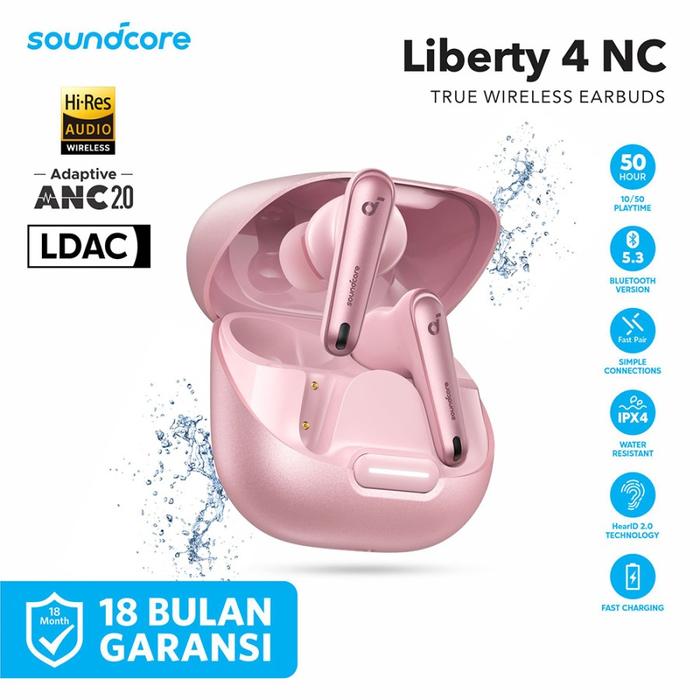 Gambar Anker Soundcore Liberty 4 NC TWS Earphone Adaptive ANC LDAC - A3947 - Pink dari bestdeal_NEW undefined Tokopedia