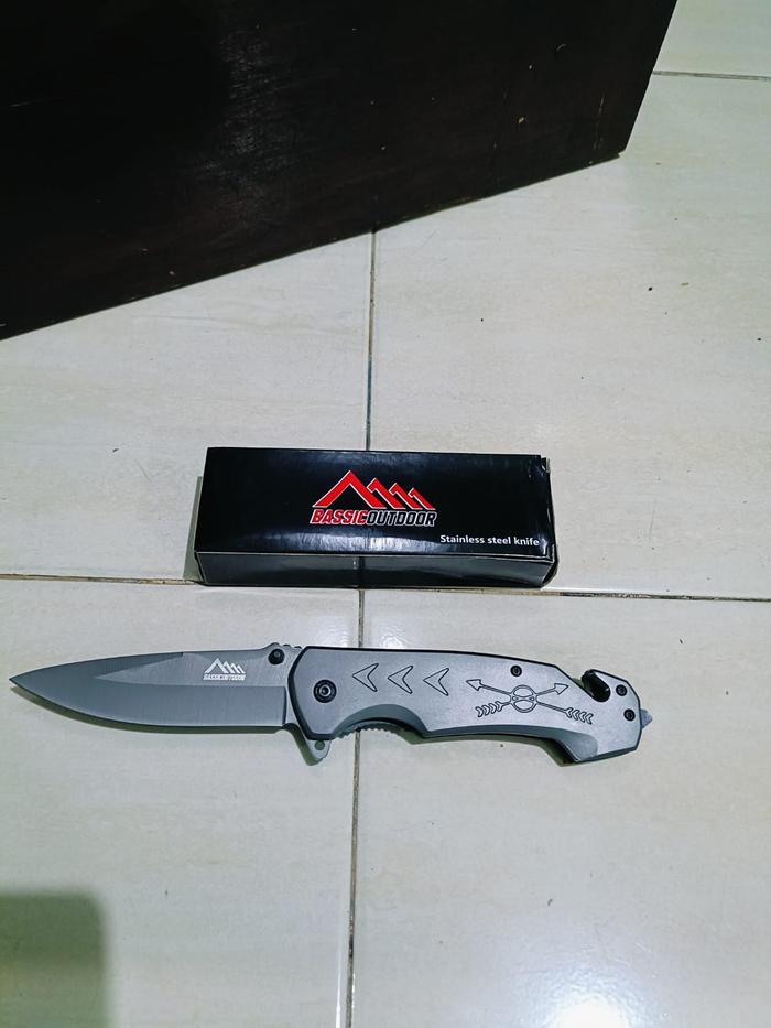 Gambar Pisau Lipat Browning Stainless Steel Knife Camping Hiking Outdoor - BrowningBassic dari JAWATIMUROUTDOOR undefined Tokopedia