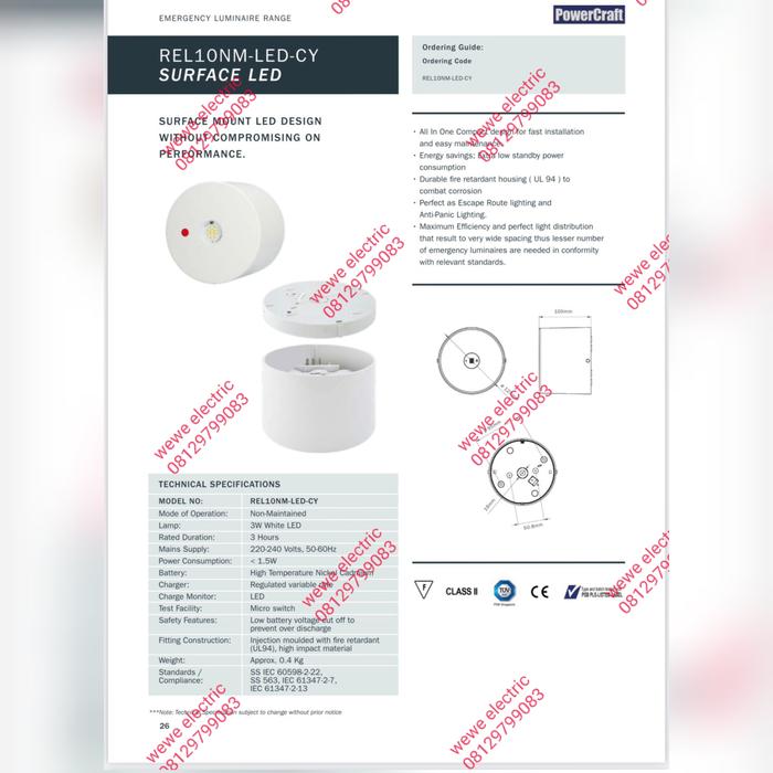 Gambar downlight led panel emergency lamp power craft powercraft rel10nm 20nm - REL 10 NM CY dari eco led lighting undefined Tokopedia