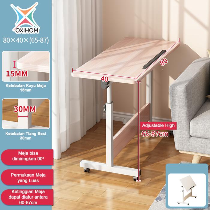 Gambar Oxihom Meja Belajar Meja Laptop Meja Gambar Meja Makan Meja Kerja Roda - F804 Kayu, 80x40cm dari Abditama Living undefined Tokopedia