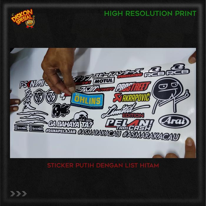 Gambar Stiker Motor Keren Racing Pack 1 Digital Printcut Timbul - Putih Listhitam dari AONESTICKER_NEW undefined 5 Tokopedia