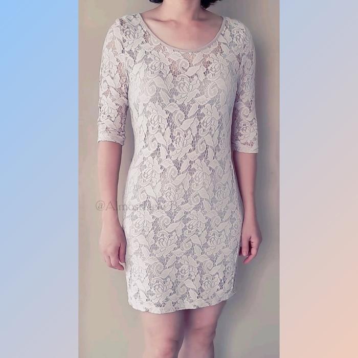 Promo SALE Up To (LLD 2120) WAREHOUSE Lacey Dress Nude