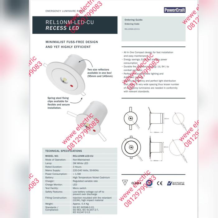 Gambar downlight led panel emergency lamp power craft powercraft rel10nm 20nm - REL 10 NM CU dari eco led lighting undefined Tokopedia