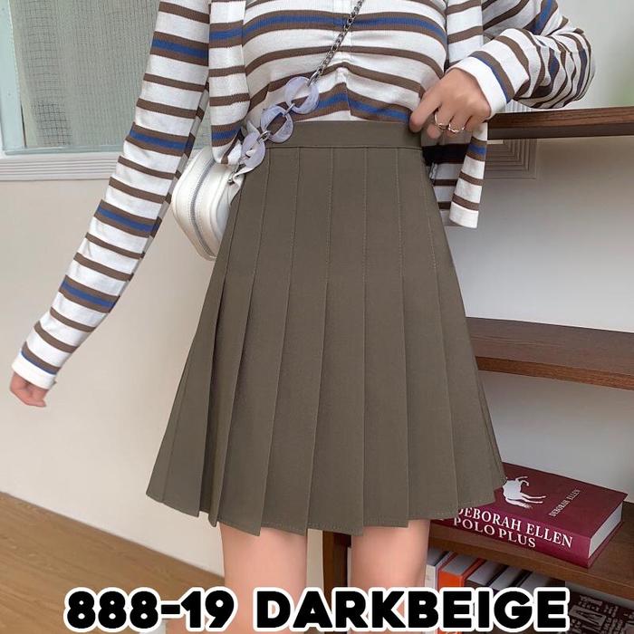 Gambar Rok Tennis Pleated Korea Panjang Diatas Lutut - Beige, S dari Honeyhoney97 undefined Tokopedia