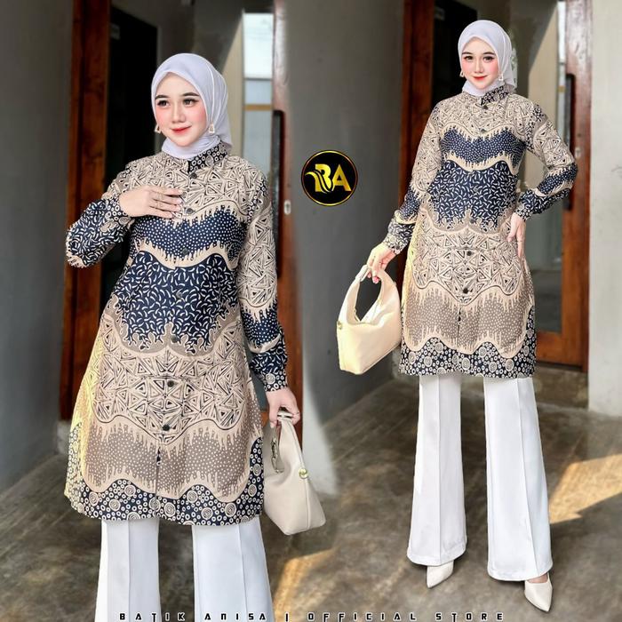 Gambar Tunik Batik Wanita Drees Batik Wanita Batik Wanita - T lyodra coklat, M dari alibatik undefined 3 Tokopedia