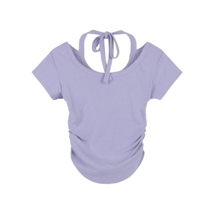 Gambar BAJU WANITA MODEL CROP MOTIF POLOS STYLE FASHION ATSAN KEKINIAN 1413 - Ungu, XXL dari WEAR MY undefined Tokopedia
