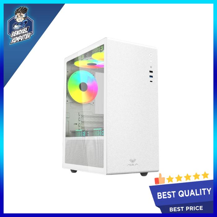 Gambar CASING PC GAMING AULA MZ01 WHITE INCLUDE 3 FAN RGB dari bengkelkomputerptk undefined Tokopedia