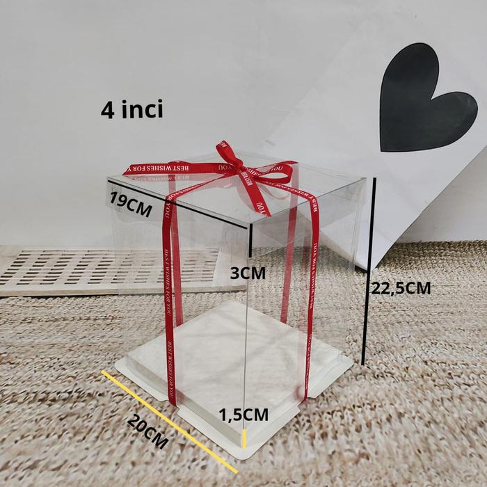 Gambar Kotak Kue Mika Transparan Bentuk Persegi - Cake Box Bening GB066 - Putih 18*22cm 4 dari Onemarketindo undefined Tokopedia