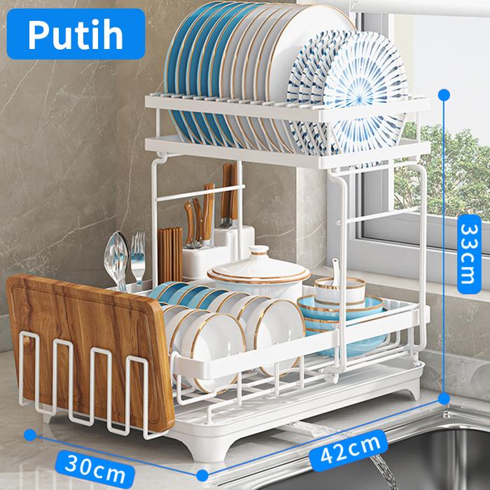 Gambar Rak dapur nordic style stainless rak wastafel rak piring dan peralatan - Putih dari Chosmos vivi undefined Tokopedia