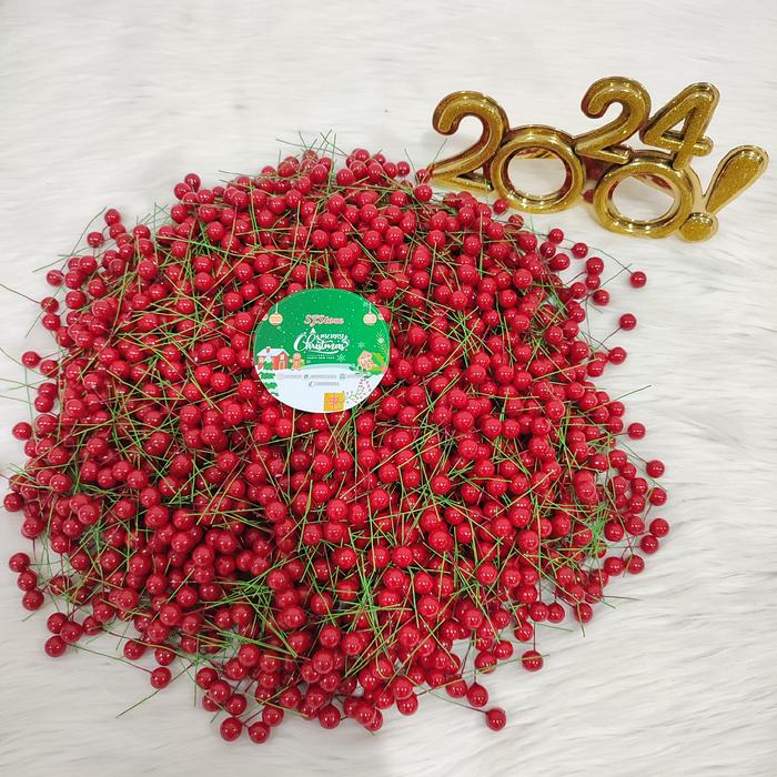 Gambar Dekorasi Aksesoris Natal SJ Store Cherry Mini Kecil Merah Emas Putih - Merah dari SJ'STORE undefined Tokopedia