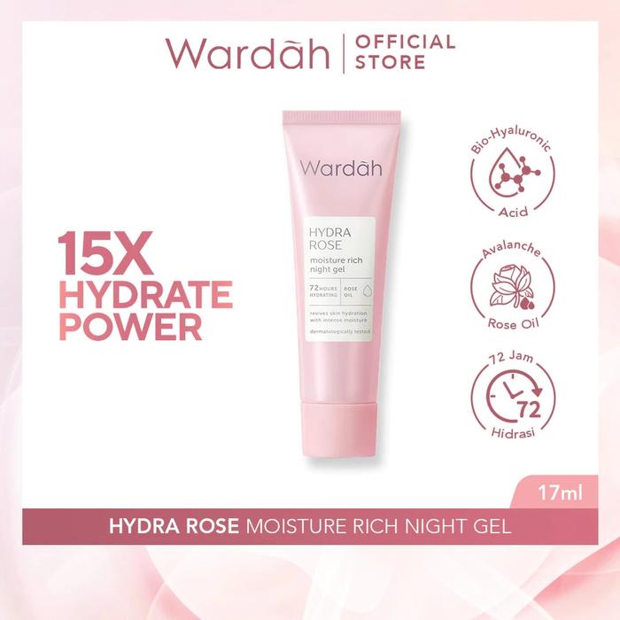 Gambar Wardah Hydra Rose Moisture Rich Night Gel 17ml & 40g | Pelembab Wajah - Night 17ml dari stand market undefined Tokopedia