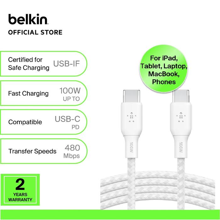 Câble Belkin F8Z361EA06 - TV/Audio/Charge Pour IPhone 3/4 & IPod - 1,2m - 30-pin Vers USB - Blanc