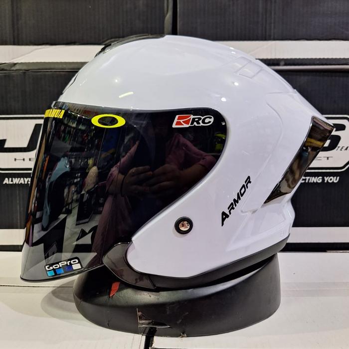 Gambar HELM JS ARMOR SOLID ORIGINAL SNI VISOR SMOKE - White, M dari CINTAHELMET2 undefined Tokopedia