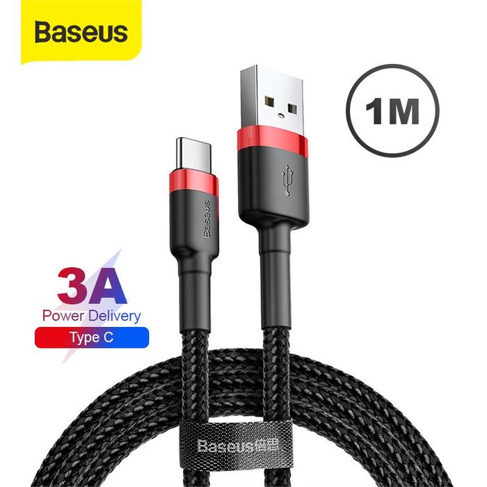 Gambar BASEUS KABEL DATA USB TO TYPE C FAST CHARGE 3A - 1M - HITAM dari Citos Global Teknologi undefined Tokopedia