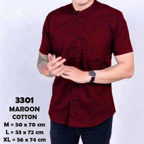 Gambar baju kemeja pria lengan pendek polos COD MURAH - Merah, M (BB40-50KG) dari UBAY BIN ANU FASHION undefined Tokopedia