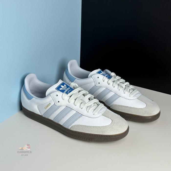 adidas gazelle silver green womens Adidas Samba OG White Halo Blue Gum – Newcop