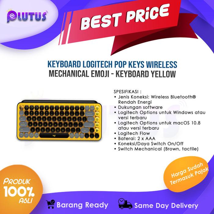 Gambar Logitech Keyboard POP Keys Wireless Mechanical Emoji Garansi Resmi - KEYBOARD YELLOW dari PLUTUS ID undefined Tokopedia