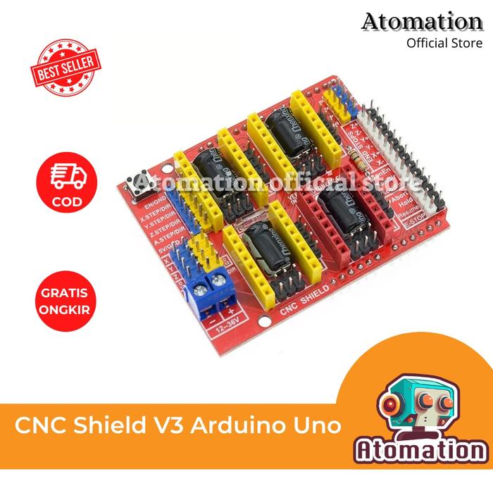 Gambar CNC Shield V3 (Arduino Uno) V4 (Arduino Nano) Driver A4988 3D Printer - V3 Uno dari atomation undefined Tokopedia