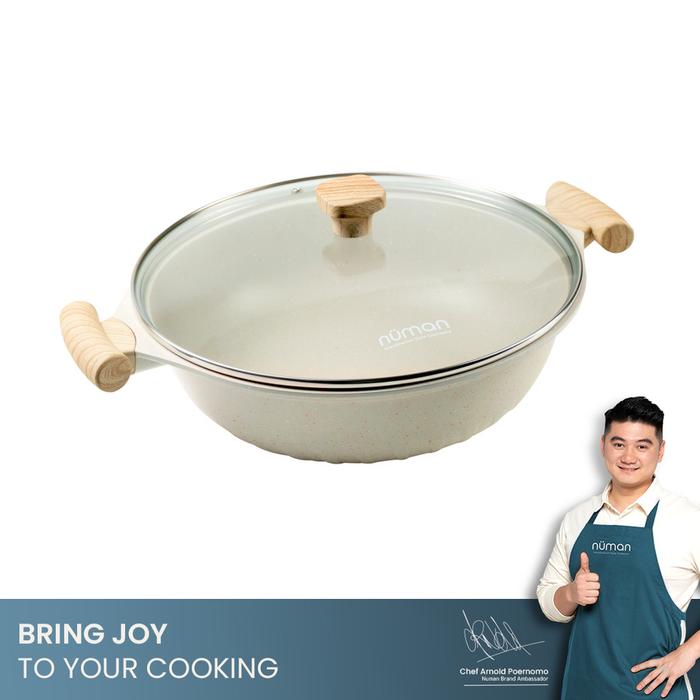 Gambar Numan Freya Series - Cookware Set / Panci Masak Marble Set Wok Pan - WOKPAN 32CM, ALMOND dari Sajun Electronic undefined Tokopedia