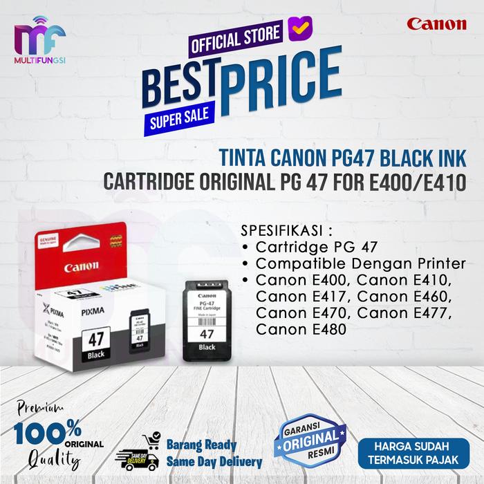 Gambar Tinta Canon PG47 Black Ink Cartridge Original PG 47 for E400/E410 dari Multifungsi ID undefined Tokopedia