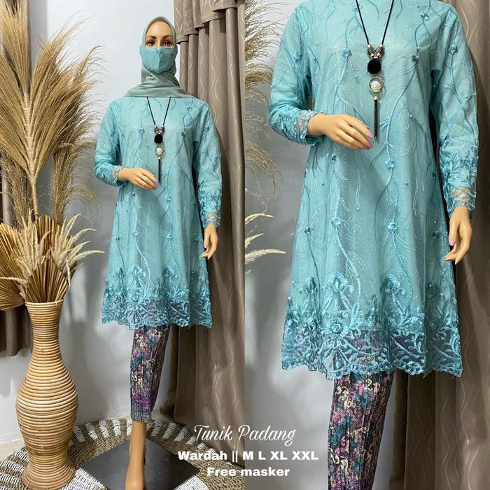 Gambar Set Kebaya Wanita Tunik Tulle Muslim Padang Navy Dan Warna Lain - SET WARDAH, L dari Matahari Fashion Store undefined Tokopedia