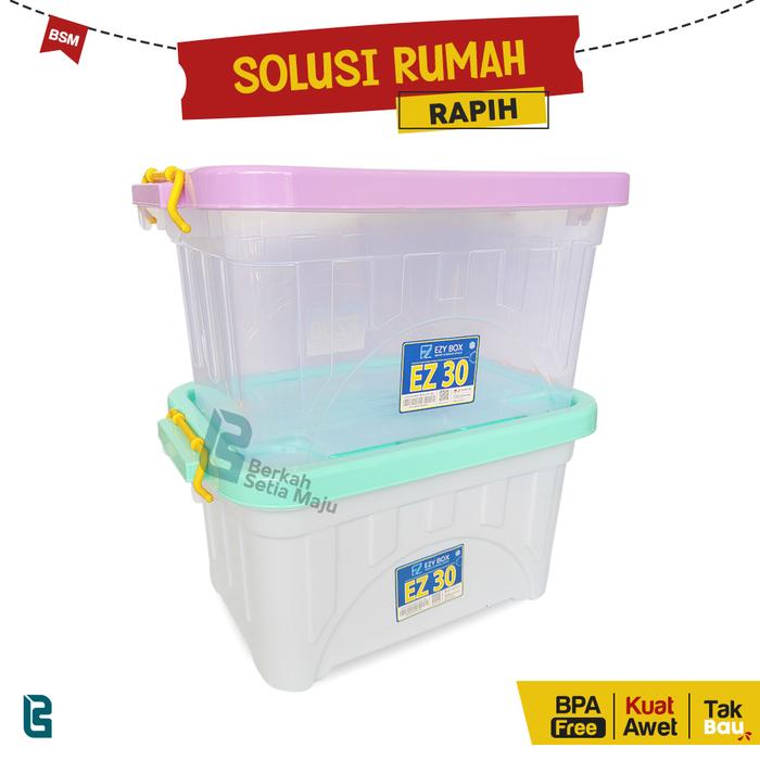 Gambar KOTAK CONTAINER STORAGE BOX TRANSPARAN 30 LITER EZY KONTAINER PLASTIK - 30L, PUTIH dari BERKAH SETIA MAJU_NEW undefined Tokopedia