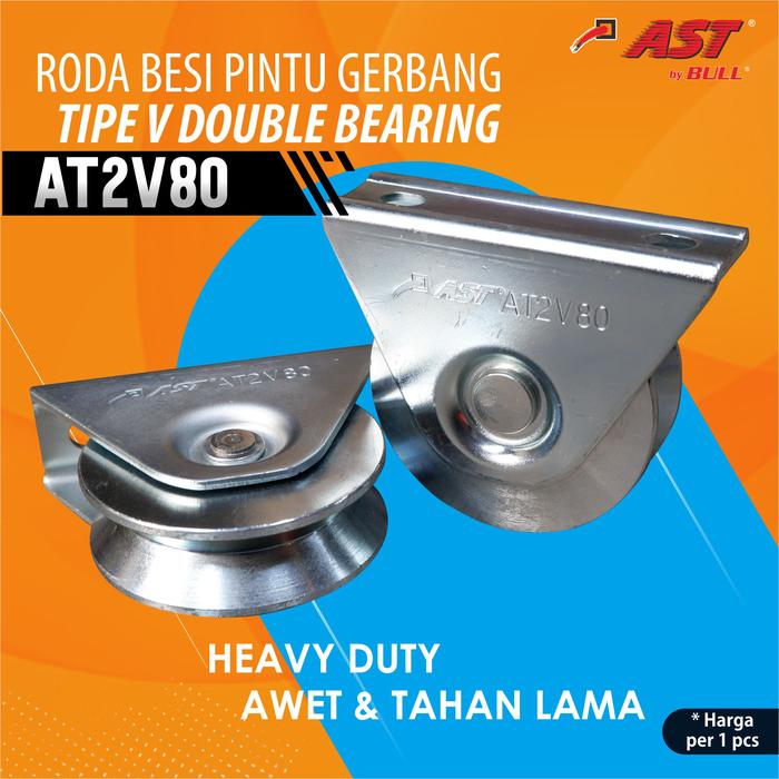 Gambar Roda besi pagar gerbang model V double bearing AST - AT2V80 dari BULL TOOL INDONESIA undefined Tokopedia