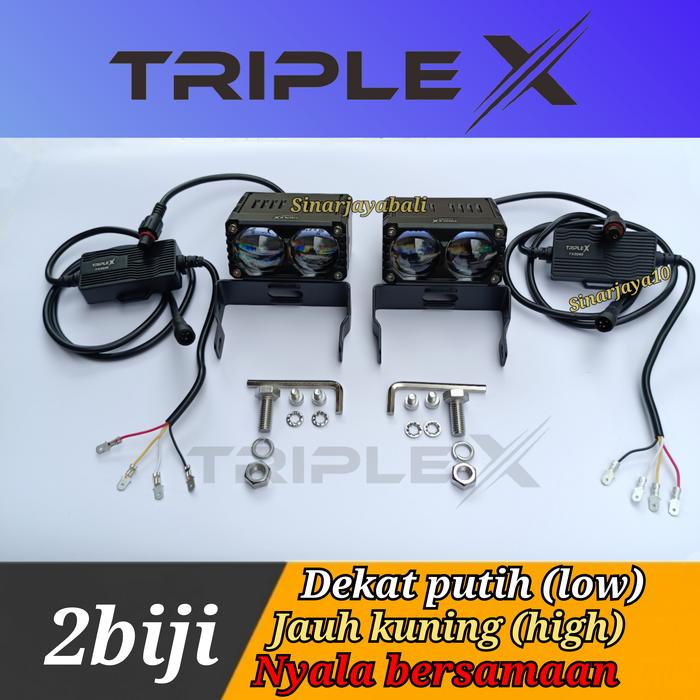 Gambar Lampu led triple x x2 plus motor mobil mini proji laser tembak kabut - 2bj PutihKuning dari sinarjayabali undefined Tokopedia