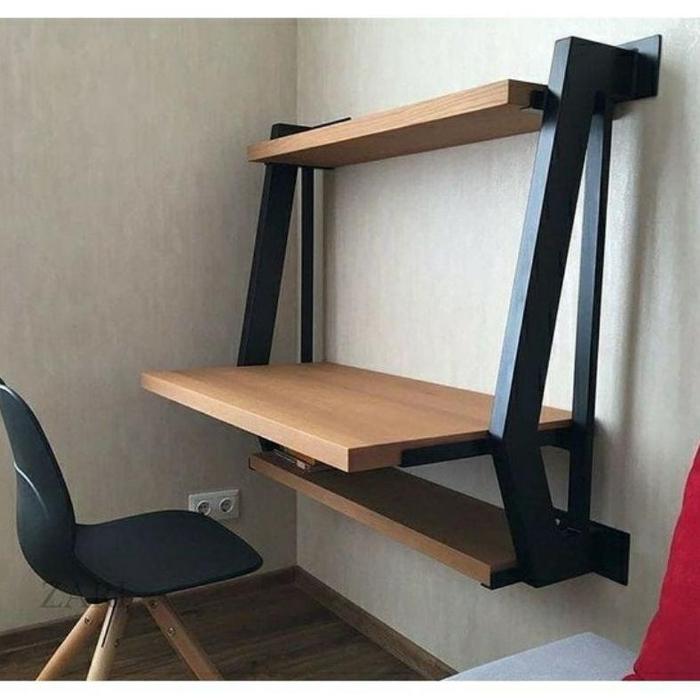 Gambar Meja Kerja Komputer Dinding Kayu Solid Meja Belajar Dinding Minimalis - Hitam, Bracket saja dari CV where undefined Tokopedia