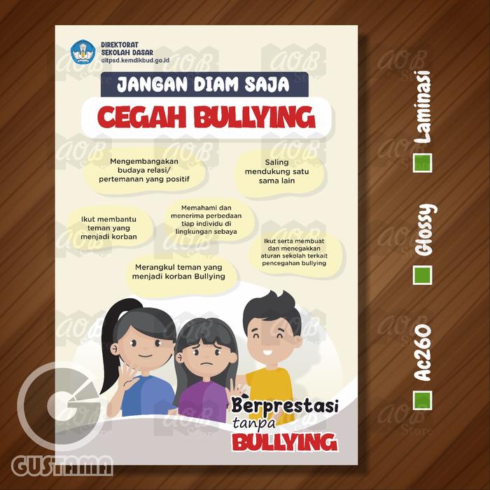 Gambar Poster stop bullying sekolah dasar, poster edukasi anak laminasi A3 - model 4 dari Gustama Foto undefined Tokopedia