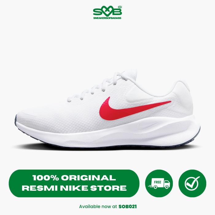 Gambar Nike Men Revolution 7 (Extra Wide) Running Shoes White/University Red - 42.5 dari Sneakers of Badass undefined Tokopedia