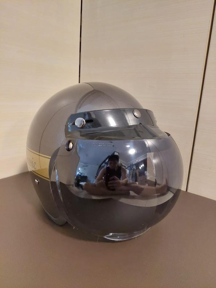 Gambar Helm Bogo Retro NEW Classic Dewasa Wanita Pria GLOSS - KACA CEMBUNG - Abu-abu dari JMC Helmet undefined Tokopedia