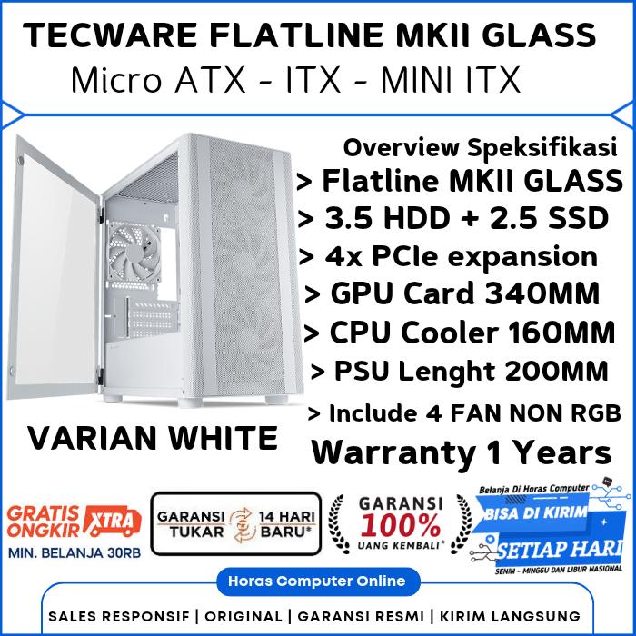 Gambar CASING TECHWARE FLATLINE MK II MESH GLASS MINI Micro ATX + Free 4 FAN - Putih dari Horascomp.id undefined Tokopedia