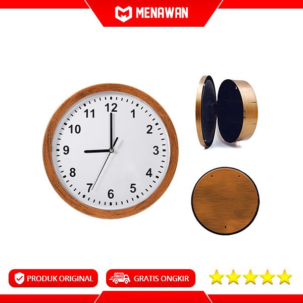 Gambar Wall Clock Silent Movement Secret Safe Box Jam Dinding Brankas Rahasia - Motif Kayu dari Menawan-id undefined Tokopedia