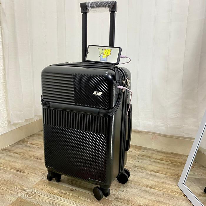 Gambar Koper Travel Kabin Cabin Bagasi USB Charger Travel Luggage - Paris 20 Black dari RCmania Hobby undefined Tokopedia